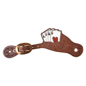 Cowboy Spur Straps with Card Suit Tooling  Martin Saddlery